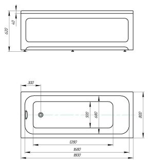 Акриловая ванна AZARIO BELLA AV.0020180 прямоугольная 180*80